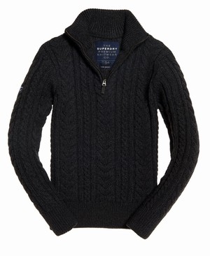 Superdry Jacob Heritage Henley Férfi Ugró Fekete/Szürke | TWIPE3781